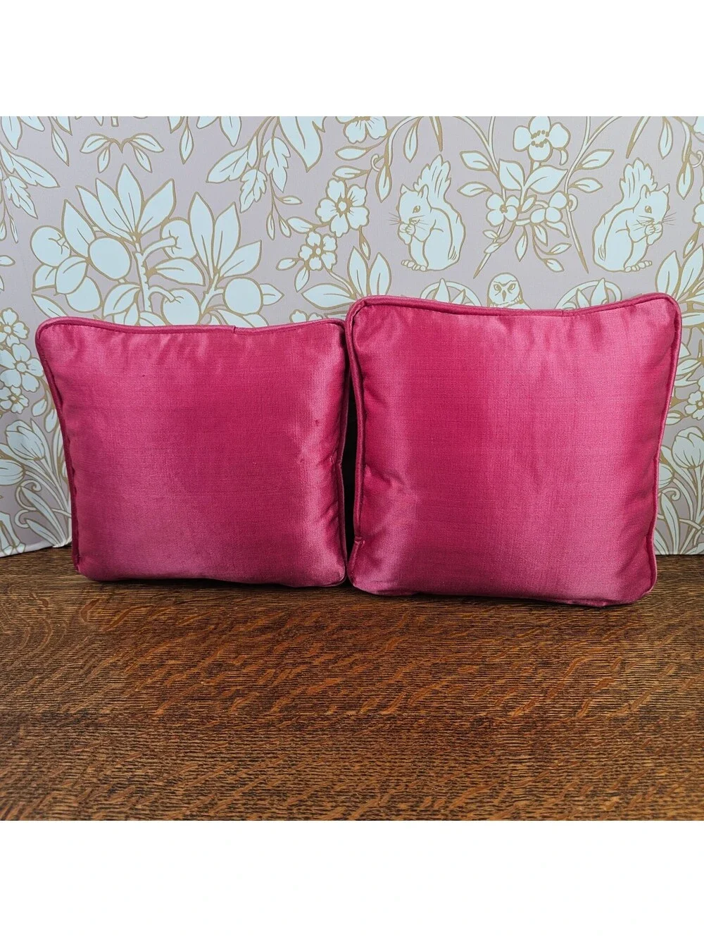 Pair Vintage French Country Tapestry Pillows Pastoral Courting Scenes Pink